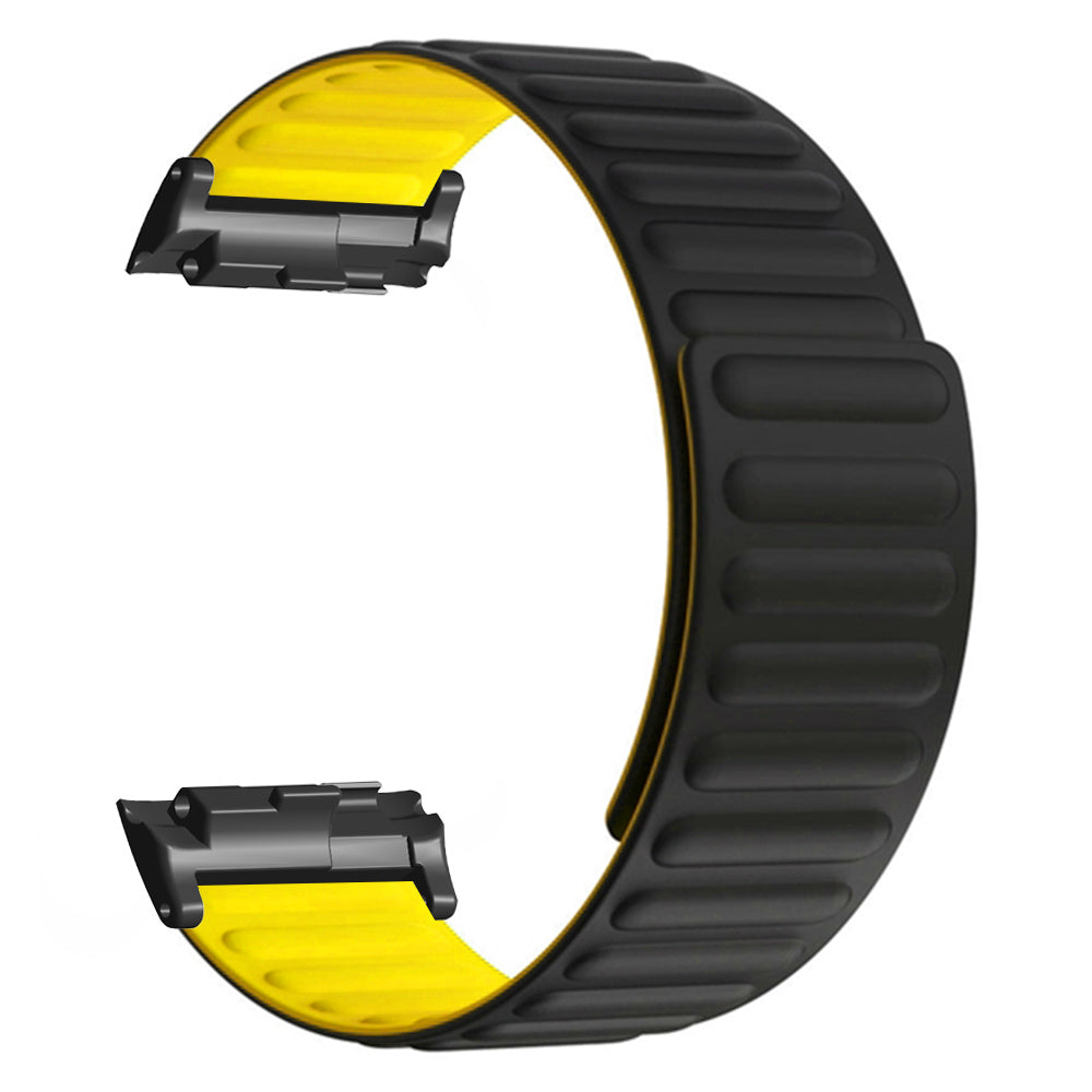 For Huawei Watch D Magnetic Adjustable Silicone+Metal Watch Strap Replacement - Black+Orange For Huawei Watch D Magnetic Adjustable Silicone+Metal Watch Strap Replacement - Black+Orange